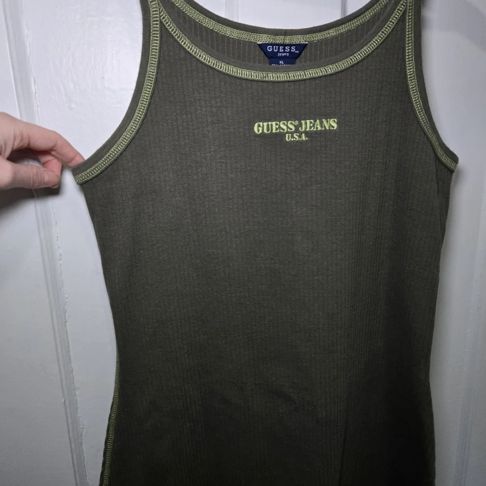 Guess Jeans USA Women's Y2K Vintage Ribbed Tank Dress Size‎ S Green Streetwear - Picture 5 of 13